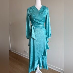Elegant Teal Wrap Dress